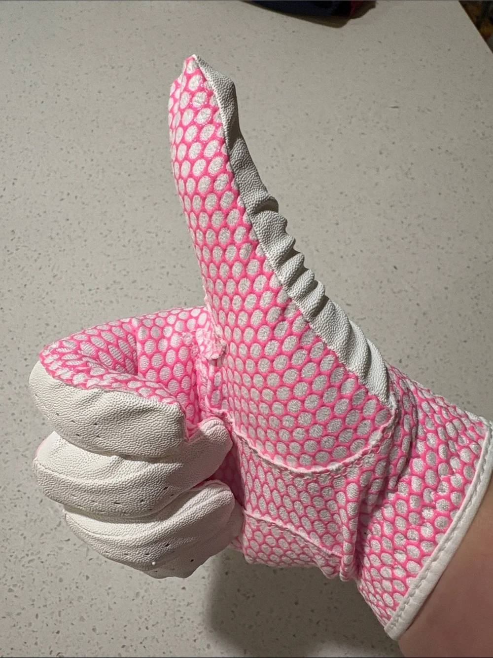 Finger Ten Golf Glove - White with Pink Accents